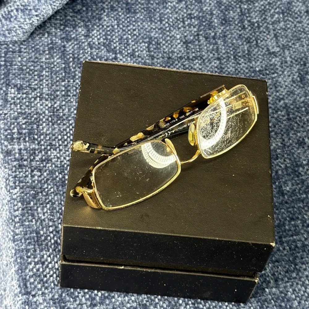 Versace Women 53-17-135 Gold Tortoise Metal Rectangular MOD 1175-B *Frames Only*